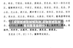 【安徽各地区疫情风险,安徽各地区疫情风险等级划分】