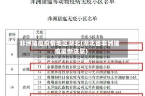非洲猪瘟疫情地区湖北(湖北省非洲猪瘟最新进展)