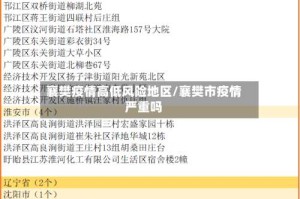 襄樊疫情高低风险地区/襄樊市疫情严重吗