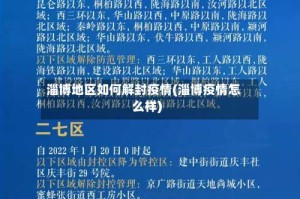 淄博地区如何解封疫情(淄博疫情怎么样)