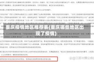 重庆疫情地区推荐表(重庆哪些地区出现了疫情)