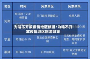 为啥不开放疫情地区旅游/为啥不开放疫情地区旅游政策