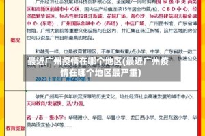 最近广州疫情在哪个地区(最近广州疫情在哪个地区最严重)