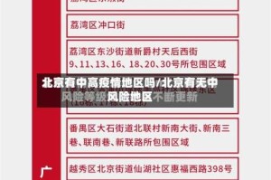 北京有中高疫情地区吗/北京有无中风险地区