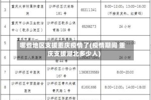 哪些地区支援重庆疫情了(疫情期间 重庆支援湖北多少人)