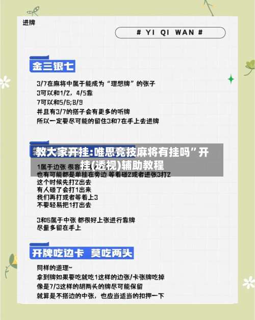 教大家开挂:唯思竞技麻将有挂吗	”开挂(透视)辅助教程-第1张图片