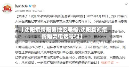 【沈阳疫情隔离地区表格,沈阳查询疫情隔离电话号码】-第1张图片