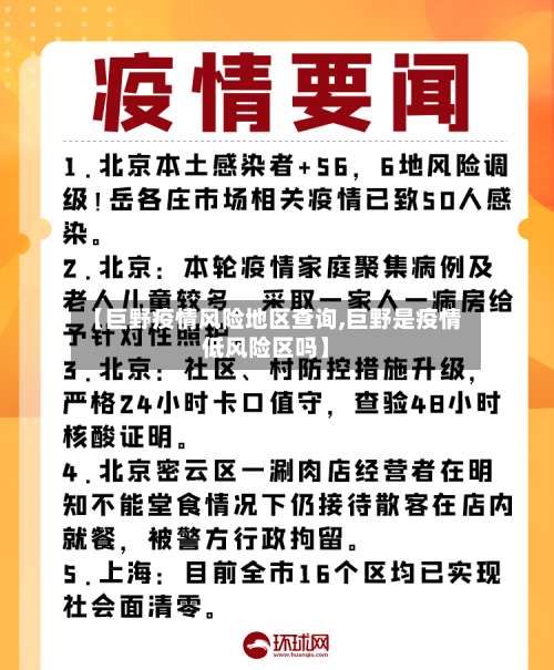 【巨野疫情风险地区查询,巨野是疫情低风险区吗】-第1张图片